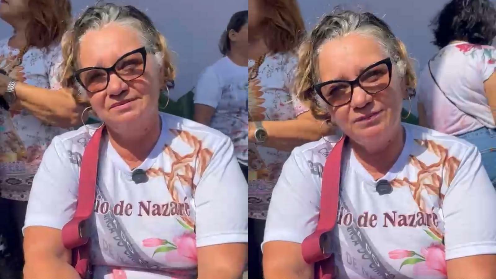 Após cura de nódulos nos seios, devota agradece a Nossa Senhora de Nazaré.